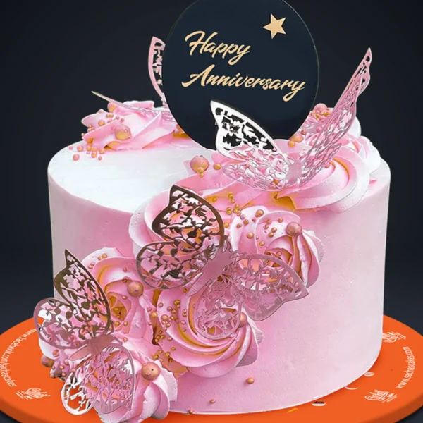 Pink Butterfly Anniversary Cake