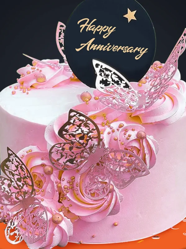 Pink Butterfly Anniversary Cake
