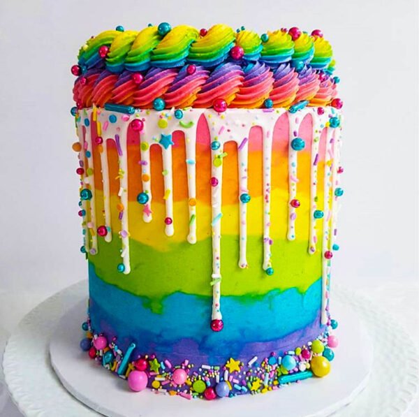 Rainbow Drip Celebration Cake