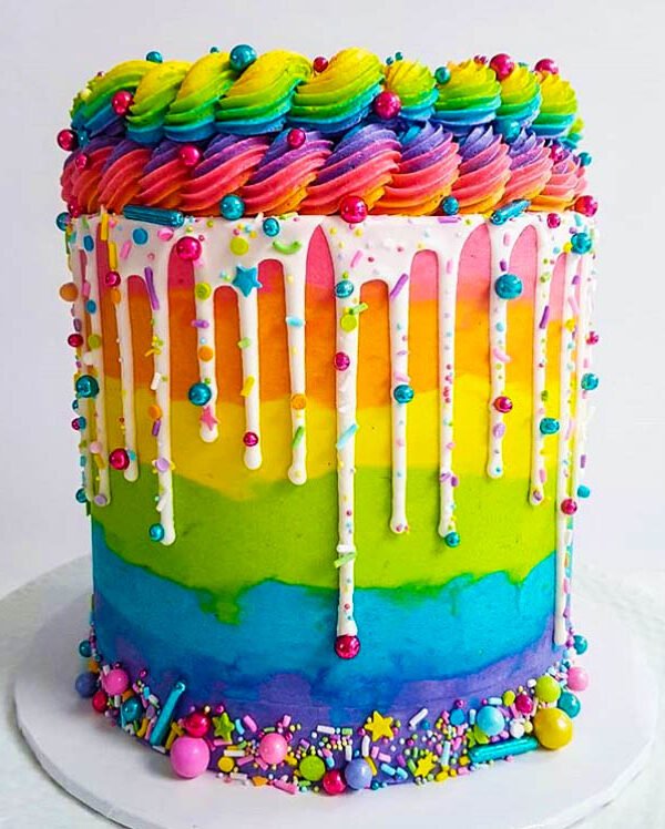 Rainbow Drip Celebration Cake
