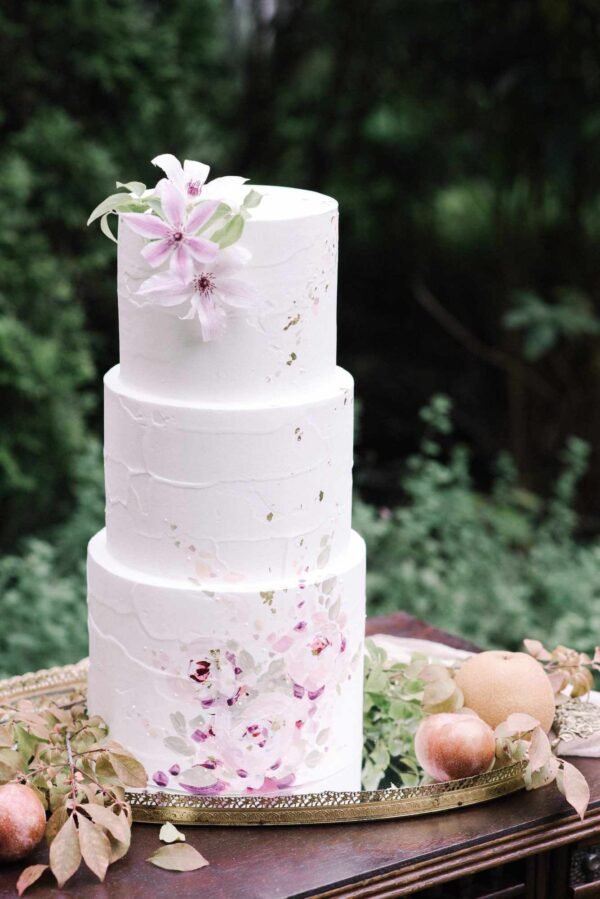 Minimal Floral Wedding Cake